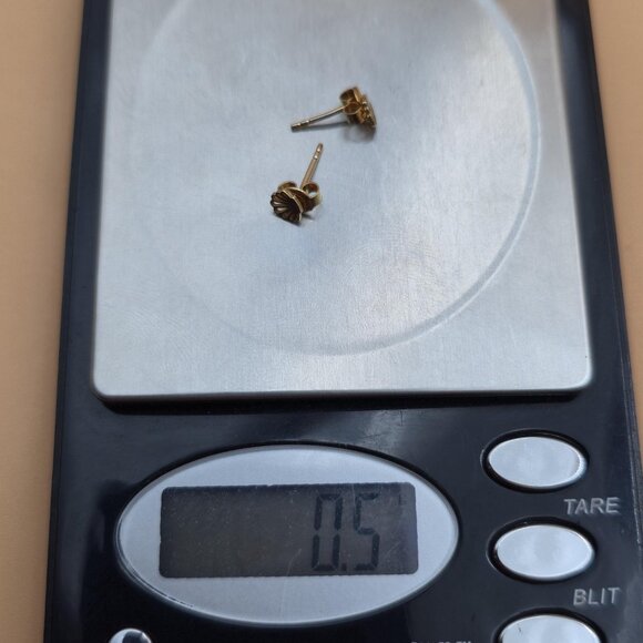 Gold Plated Over Sterling Silver Small Seashell Stud Earrings A5770 - Picture 5 of 5